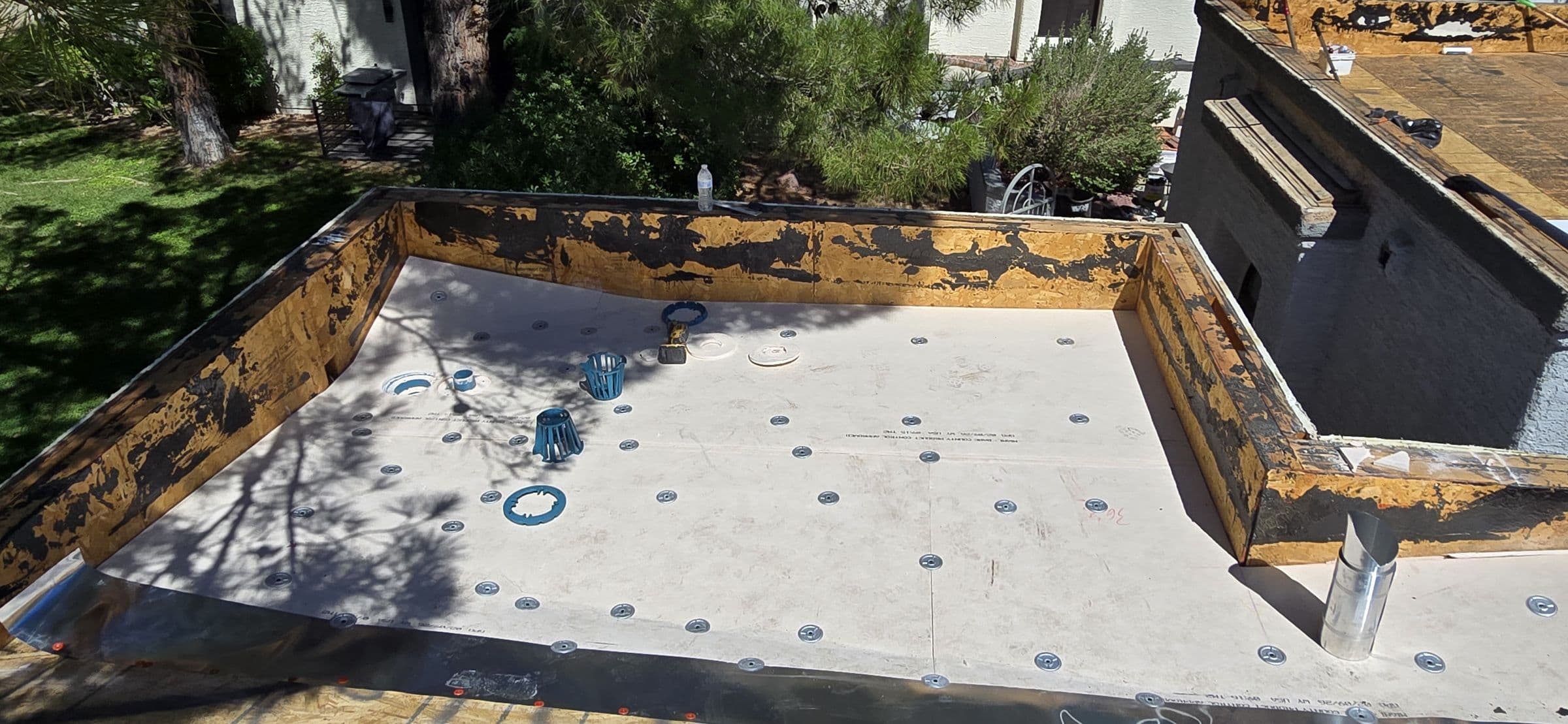 insulation board fastened down