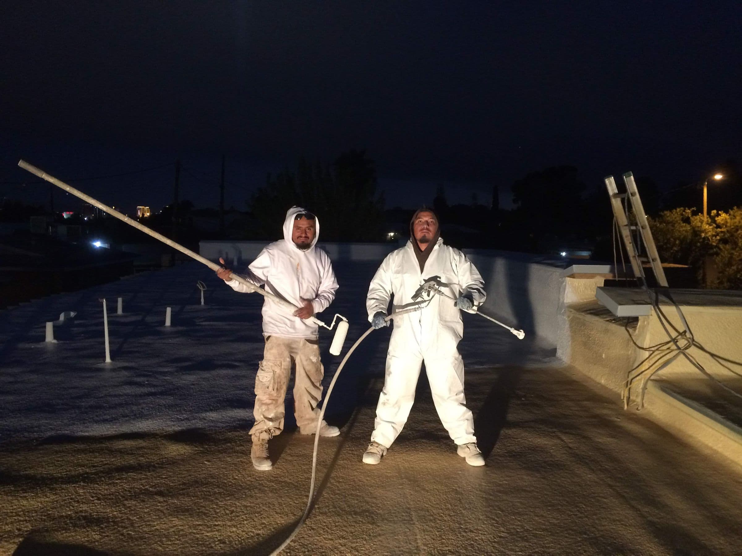 our crew on a foam roof job