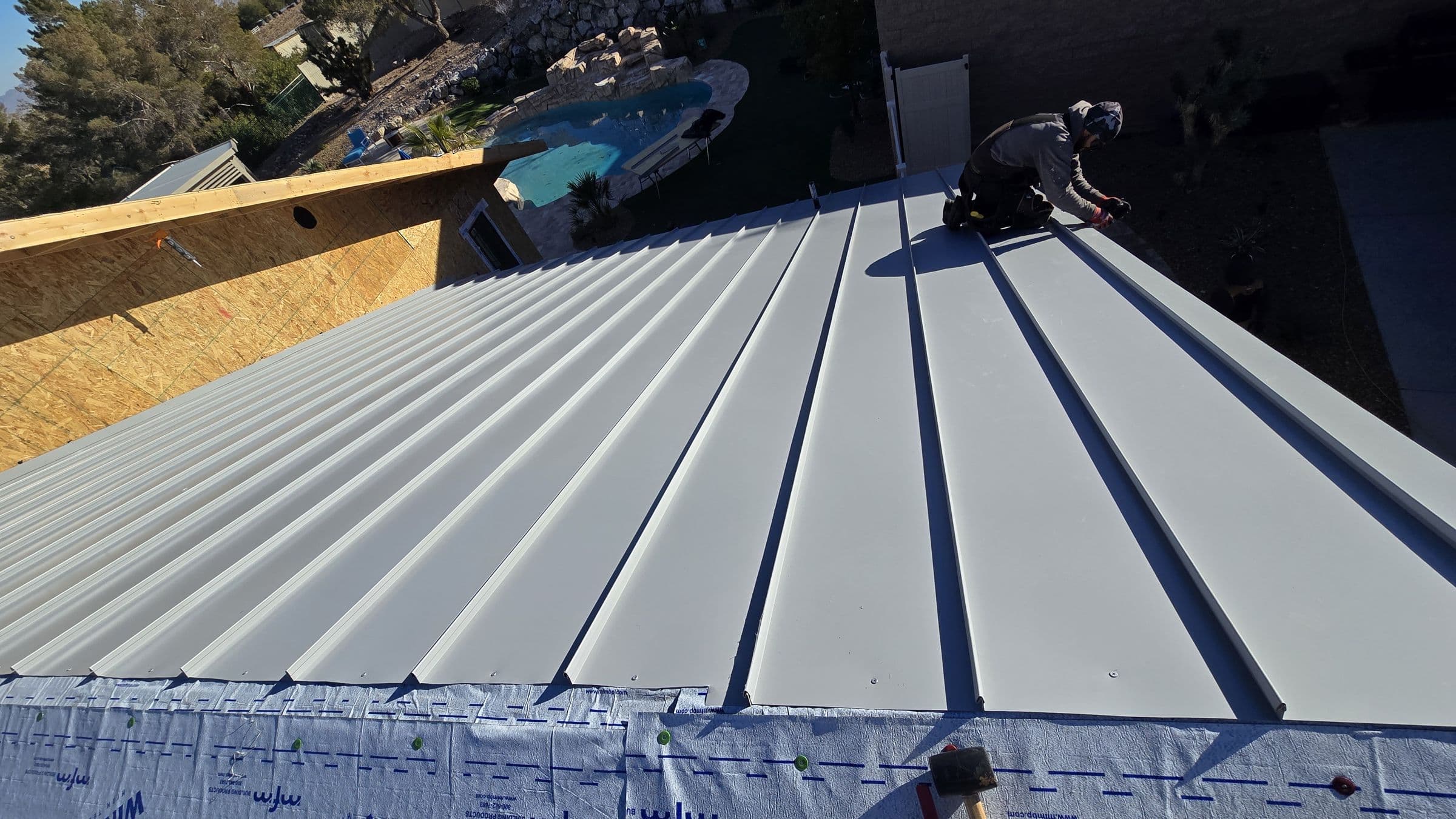 metal panels going on